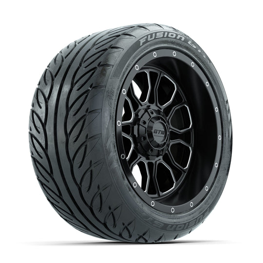 GTW Volt Machined/Black 14 in Wheels with 225/40-R14 Fusion GTR Street Tires ‚Äì Full Set
