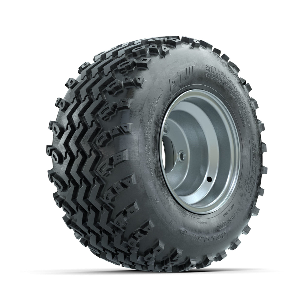 GTW Steel Silver Centered 8 in Wheels with 18x9.50-8 Rogue All Terrain Tires ‚Äì Full Set