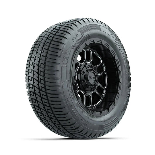 Set of (4) 12 in GTW¬Æ Titan Machined & Black Wheels with 215/50-R12 Fusion S/R Street Tires