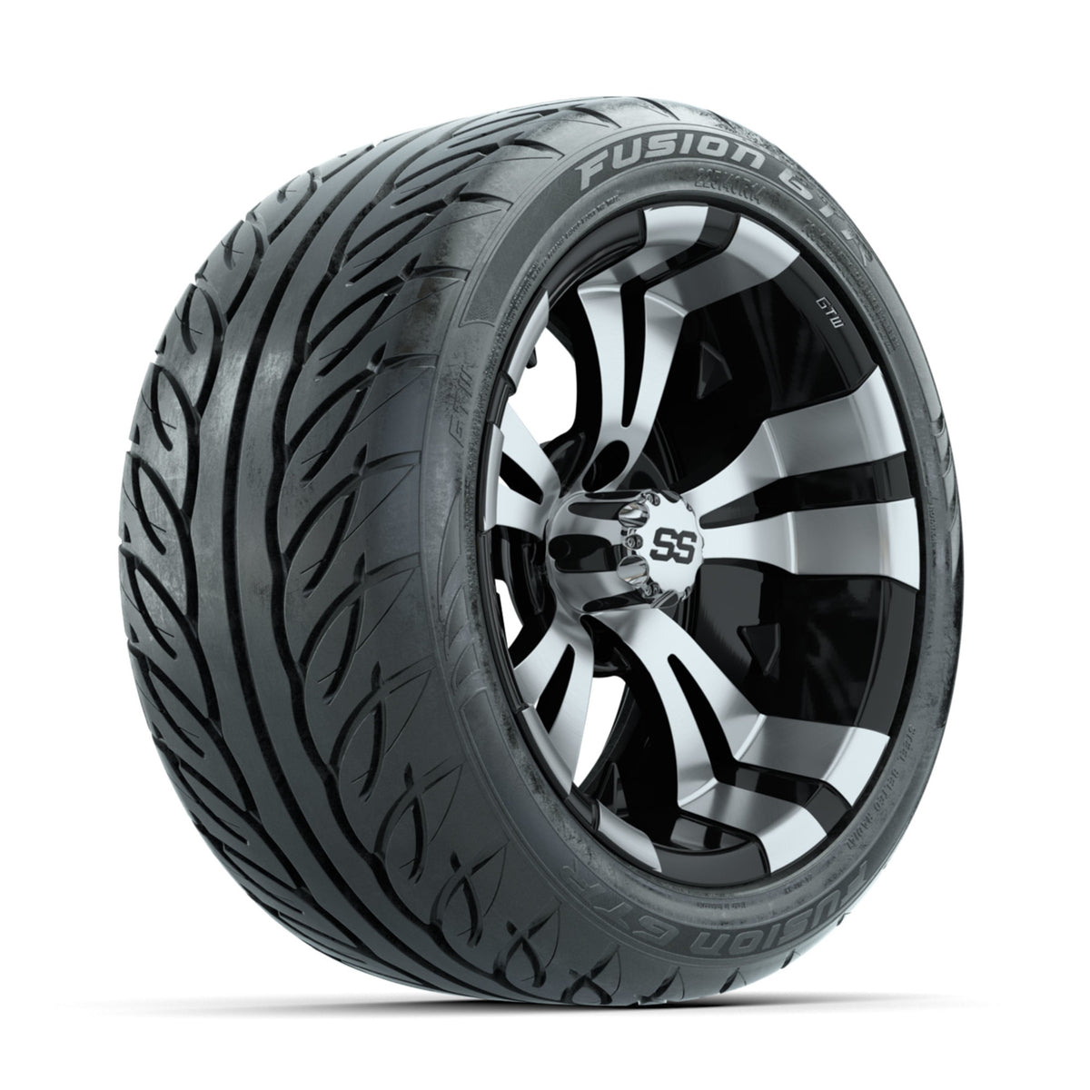 GTW Vampire Machined/Black 14 in Wheels with 225/40-R14 Fusion GTR Street Tires ‚Äì Full Set