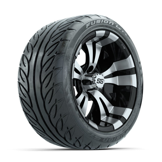 GTW Vampire Machined/Black 14 in Wheels with 225/40-R14 Fusion GTR Street Tires ‚Äì Full Set