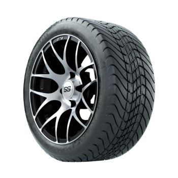 14 inch GTW Pursuit Machined/Black Wheels with GTW Mamba Street Tires - Set of 4