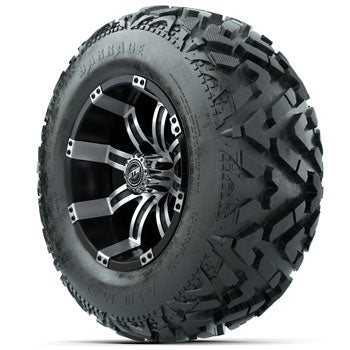GTW Tempest Black and Machined 12 in Wheels with 23 in Barrage Mud Tires - Set of 4