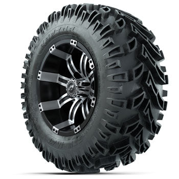 GTW Tempest Black and Machined 12 in Wheels with 23 in Raptor Mud Tires - Set of 4