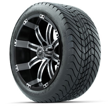 GTW Tempest Black and Machined 14 in Wheels with 225x30-14 Mamba Street Tires - Set of 4
