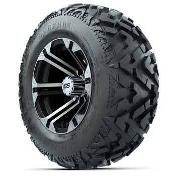 GTW Specter Black and Machined 12 in Wheels with 23 in Barrage Mud Tires - Set of 4