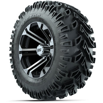 GTW Specter Black and Machined 12 in Wheels with 23 in Raptor Mud Tires - Set of 4