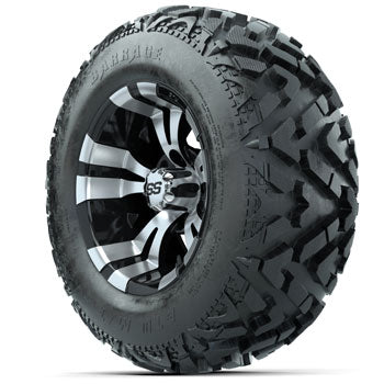 GTW Vampire Black and Machined 12 in Wheels with 23 in Barrage Mud Tires - Set of 4