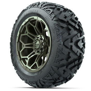 GTW Bravo Matte Recon Green 14 in Wheels with 23 in Barrage Mud Tires - Set of 4