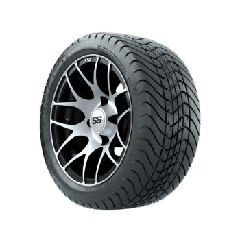 12 inch GTW Pursuit Black/Machined Wheels with Mamba Street Tires