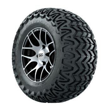 12 inch GTW Pursuit Black/Machined Wheels with Predator All-Terrain Tires - Set of 4