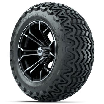 Set of 4 - 14 in GTW Machined/Black Spyder Wheels with 23x10-14 GTW Predator All-Terrain Tires