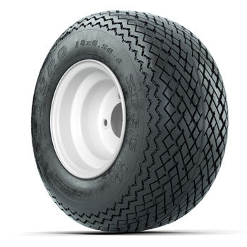 White Steel 8 in Wheels with 18 in Duro Sawtooth Tires 6-Ply - Set of 4