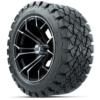 GTW Machined/Black Spyder 14 in Wheels with 22x10-14 Timberwolf All-Terrain Tires - Set of 4