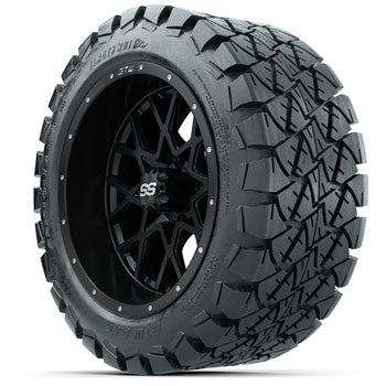 GTW Matte Black Vortex 14 in Wheels with 22x10-14 Timberwolf All-Terrain Tires - Set of 4