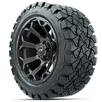 GTW Matte Gray Raven 14 in Wheels with 22x10-14 Timberwolf All-Terrain Tires - Set of 4