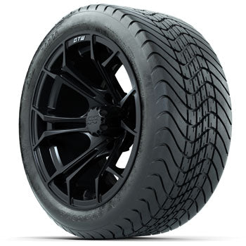 GTW Matte Black Spyder 14 in Wheels with 225/30-14 Mamba Street Tires - Set of 4