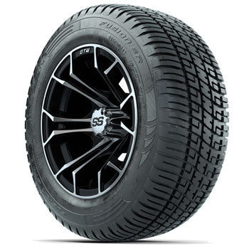 GTW Machined/Black Spyder 12 in Wheels with 215/50-R12 Fusion S/R Street Tires - Set of 4