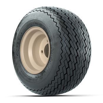 Beige Steel 8 in Wheels with 18 in GTW Topspin Tires - Set of 4