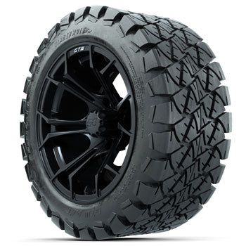 GTW Matte Black Spyder 14 in Wheels with 22x10-14 Timberwolf All-Terrain Tires - Set of 4