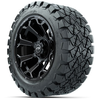 GTW Matte Black Raven 14 in Wheels with 22x10-14 Timberwolf All-Terrain Tires - Set of 4