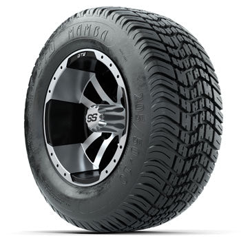 GTW Machined/Black Storm Trooper 10 in Wheels with 205/50-10 Mamba Street Tires - Set of 4