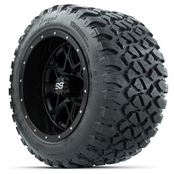 GTW Matte Black Vortex 12 in Wheels with 20x10-R12 Nomad All-Terrain Tires - Set of 4