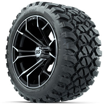 GTW Machined/Black Spyder 14 in Wheels with 23x10-14 Nomad All-Terrain Tires - Set of 4