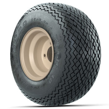 Beige Steel 8 in Wheels with 18 in Duro Sawtooth G/C10 Tires - Set of 4