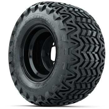 Black Steel Offset 10 in Wheels with 20x10-10 Predator All-Terrain Tires - Set of 4