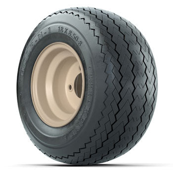 Beige Steel 8 in Wheels with 18 in Kenda Hole-N-1 Tires - Set of 4