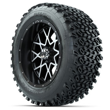 GTW Matte Machined/Black Vortex 14 in Wheels with 23x10-14 Duro Desert All-Terrain Tires - Set of 4