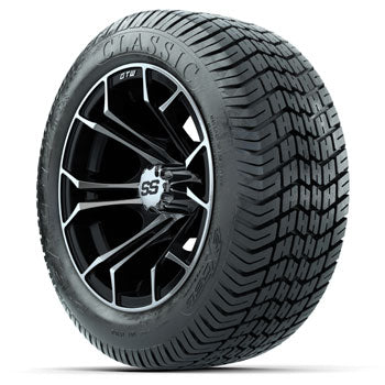 GTW Machine/Black Spyder 12 in Wheels with 215/40-12 Excel Classic Street Tires - Set of 4