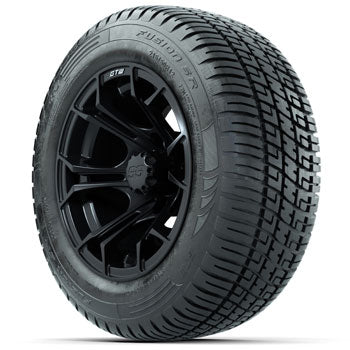 GTW Matte Black Spyder 12 in Wheels with 215/50-R12 Fusion S/R Street Tires - Set of 4