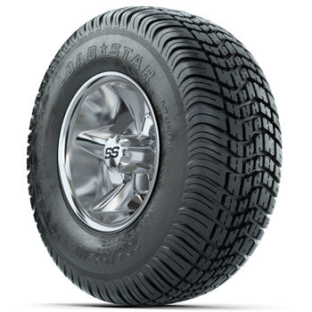 GTW Chrome Godfather 10 in Wheels with 205/65-10 Kenda Load Star Tires - Set of 4