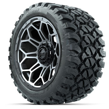 GTW Matte Gray/Machined Bravo 14 in Wheels with 23x10-14 Nomad All-Terrain Tires - Set of 4