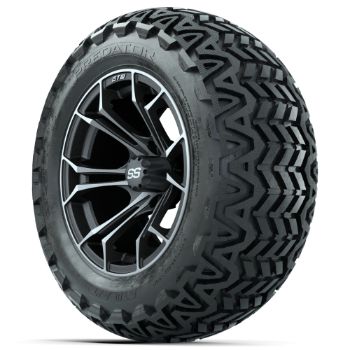 GTW Matte Machined/Gray Spyder 14 in Wheels with 23x10-14 GTW Predator All-Terrain Tires - Set of 4