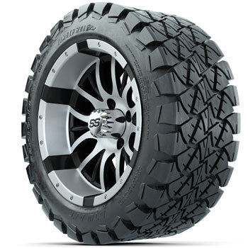 GTW Machined/Black Diesel 14 in Wheels with 22x10-14 Timberwolf All-Terrain Tires - Set of 4