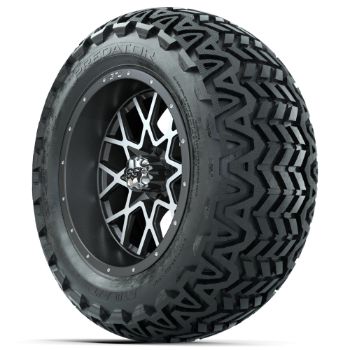 GTW Matte Machined/Black Vortex 14 in Wheels with 23x10-14 GTW Predator All-Terrain Tires - Set of 4