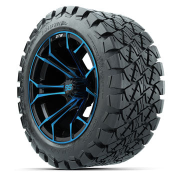 GTW Blue/Black Spyder 14 in Wheels with 22x10-14 Timberwolf All-Terrain Tires - Set of 4