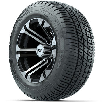 GTW Machined/Black Specter 12 in Wheels with 215/50-R12 Fusion S/R Street Tires - Set of 4