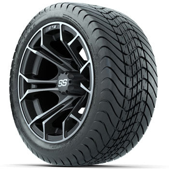 GTW Matte Machined/Gray Spyder 12 in Wheels with 215/35-12 Mamba Street Tires - Set of 4