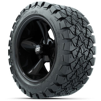 GTW Black Godfather 14 in Wheels with 22x10-14 Timberwolf All-Terrain Tires - Set of 4