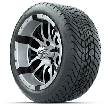 GTW Machined/Black Diesel 14 in Wheels with 225/30-14 Mamba Street Tires - Set of 4