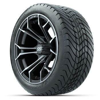 GTW Matte Machined/Gray Spyder 14 in Wheels with 225/30-14 Mamba Street Tires - Set of 4