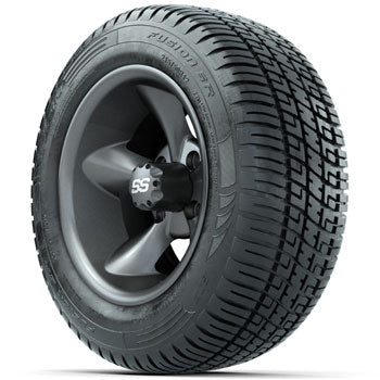 GTW Matte Gray Godfather 12 in Wheels with 215/50-R12 Fusion S/R Street Tires - Set of 4