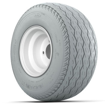 White Steel 8 in Wheels with 18.5 in Gray Non-Marking Tires - Set of 4