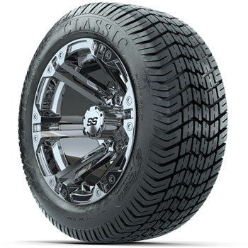 GTW Chrome Specter 12 in Wheels with 215/40-12 Excel Classic Street Tires - Set of 4