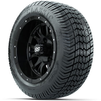 GTW Matte Black Diesel 12 in Wheels with 215/40-12 Excel Classic Street Tires - Set of 4