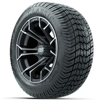 GTW Matte Machined/Gray Spyder 12 in Wheels with 215/40-12 Excel Classic Street Tires - Set of 4